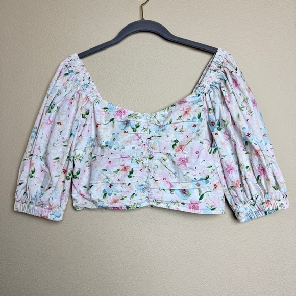 Abercrombie & Fitch Puff Sleeve corset floral blouse- Size M - Picture 1 of 8